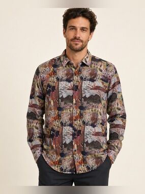 Laboratorio Russo button-front shirt 100% cotton abstract nature MED